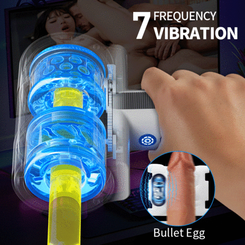 Masturbateur de pipe portable à double extrémité, 7 vibrations, 5 rotations et expansion