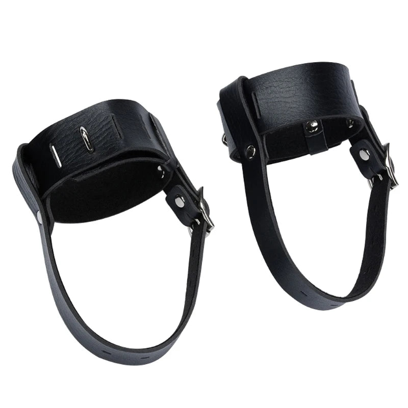 PU Leather Ankle Locking Belts Restraint Cuffs Fixed High Heel Shoes Straps Erotic Bandage with Locks Keys Adults Toys