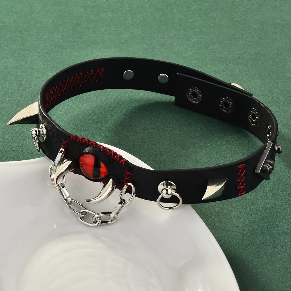 CKQU BDSM Leather Adjustable Neck Collar with Metal Chain & Bell for Adult Bondage Roleplay Luminous Safe Control Hot Sale