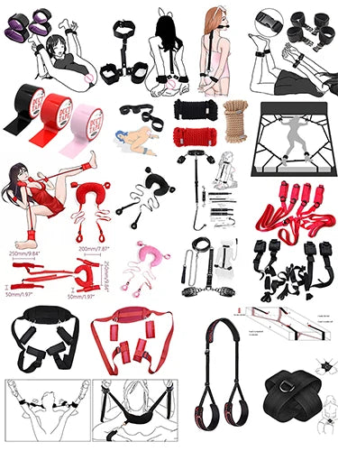BDSM Sex Pillow Handcuff Open Leg Sex Toy Set SM Hand Restraint Cuffs Legs Split Ankle Cuffs Bondage Gear Couple Adult Games Toy