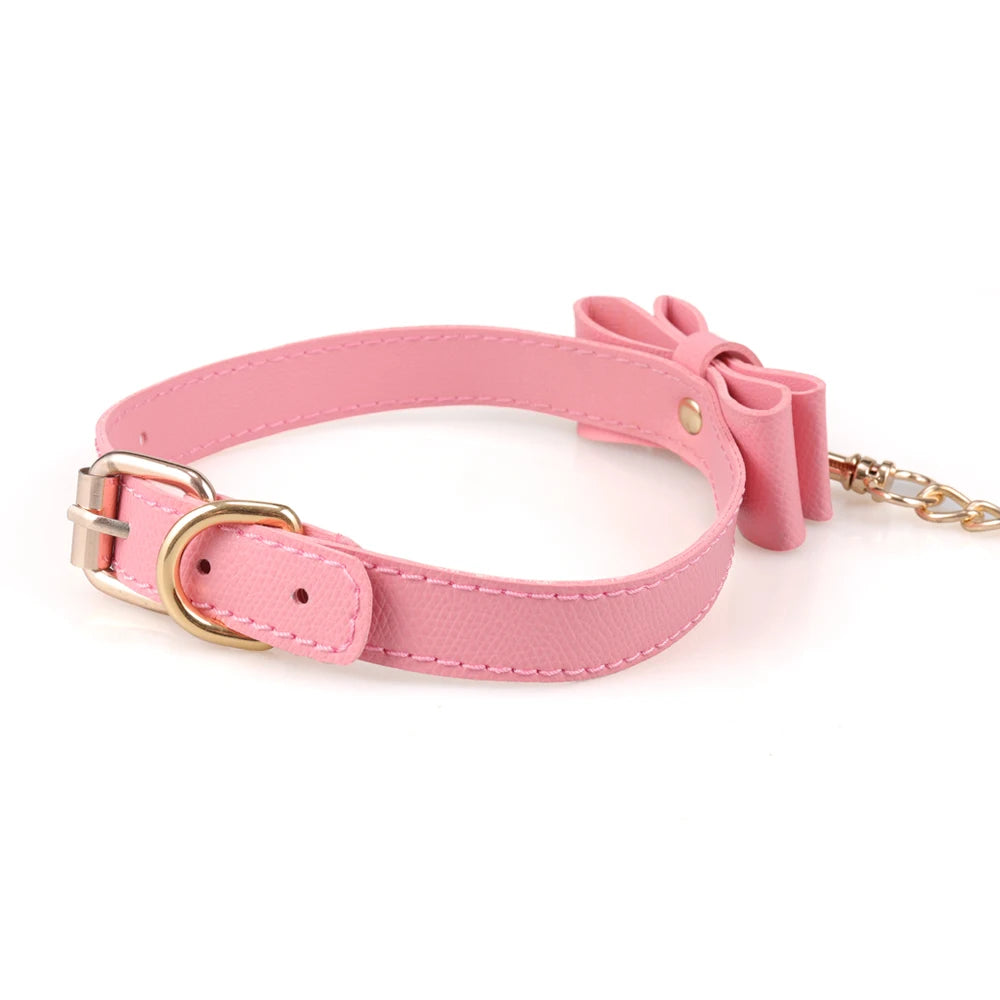 BDSM Bow Tie Slave Collar Conditioning Alternative Female Leather Neck Collar Bondage game Role Play Bondage,Adult Sex Toys