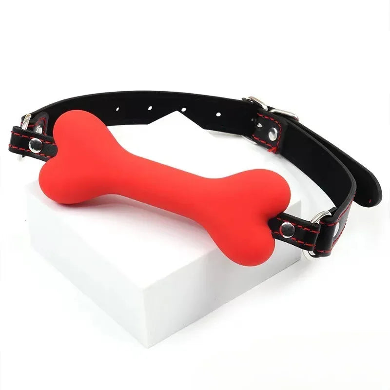 BDSM Bondage Slave Flirting Restraint Erotic PU Leather Lips Ring Open Mouth Gag Silicone Ball Sex Toy for Couples Adult Games