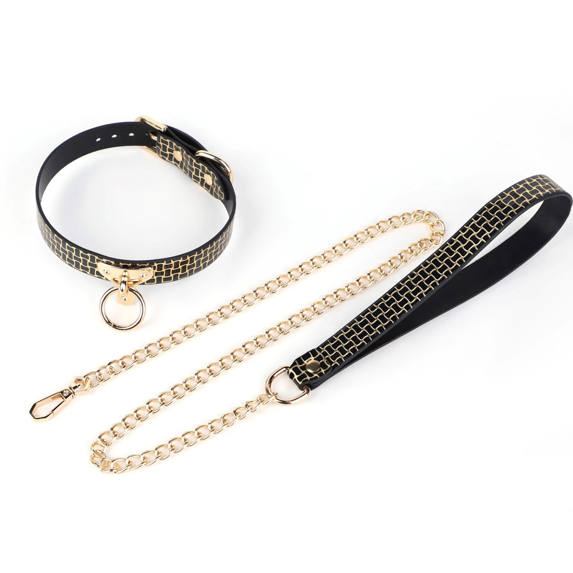 CKQU BDSM Leather Adjustable Neck Collar with Metal Chain & Bell for Adult Bondage Roleplay Luminous Safe Control Hot Sale