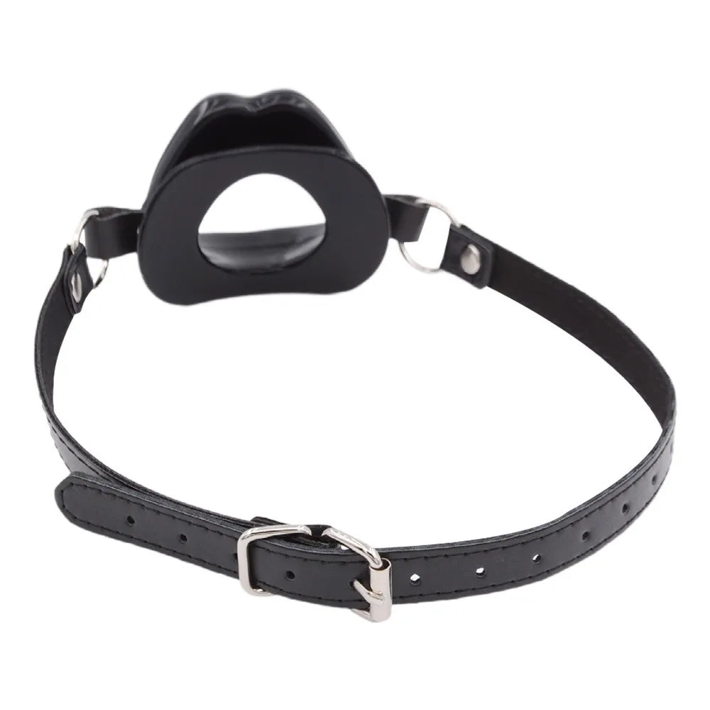 BDSM Bondage Slave Flirting Restraint Erotic PU Leather Lips Ring Open Mouth Gag Silicone Ball Sex Toy for Couples Adult Games