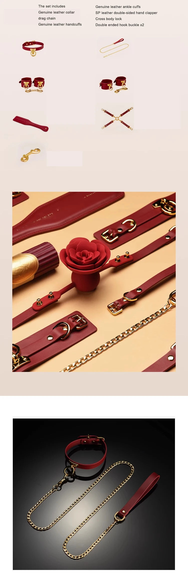 Gift Box Set Bundled Items Sex Collars Handcuffs Ankle Shackles, SP Ankle Shackles Binding Sex Toys SM Products