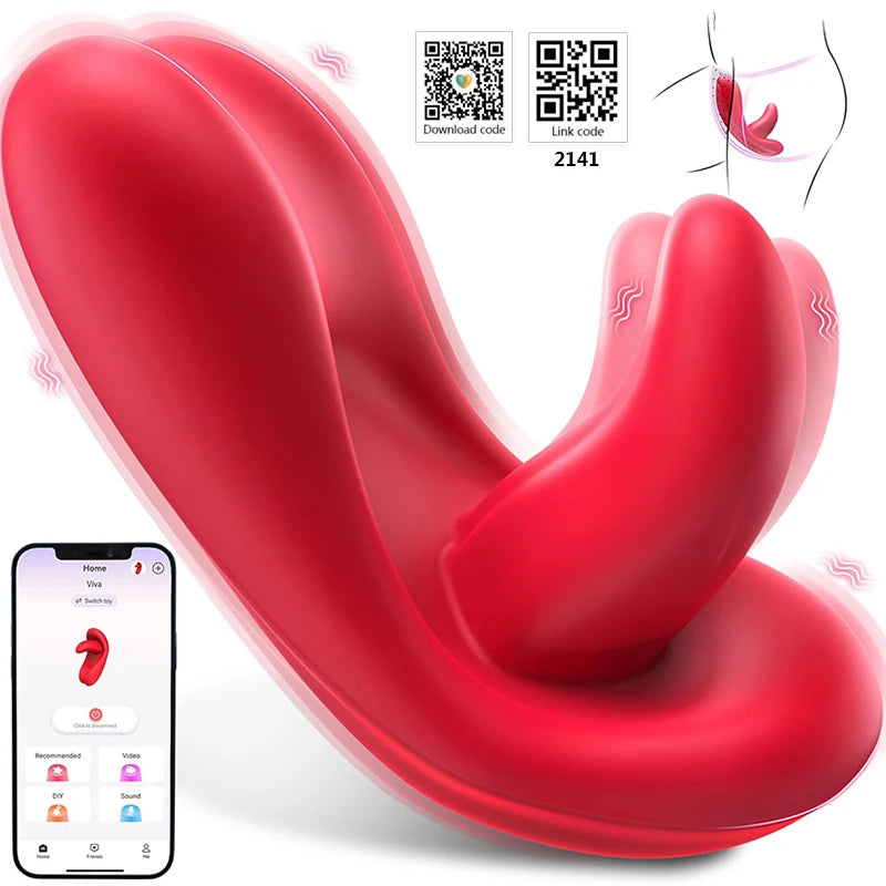 App Remote Control Vibrators Tongue-Shaped Butterfly 9-frequency Vibrator Wearable Panties Clitoral Stimulator Sex Toy for Women