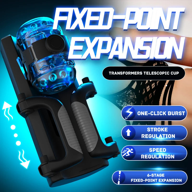 Fully Automatic Handle Masturbator 6-Segment Fixed-point Telescopic Male One-Key Burst Masturbation Cup Trainer Sex Toys for Men