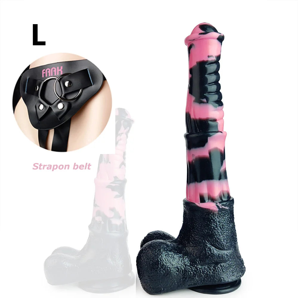 YOCY Realistic Horse Dildo Silicone 13.69 inch Huge Long Dildo For Anal Stimulation G-Spot Penis Cock With Sucker Adult Sex Shop