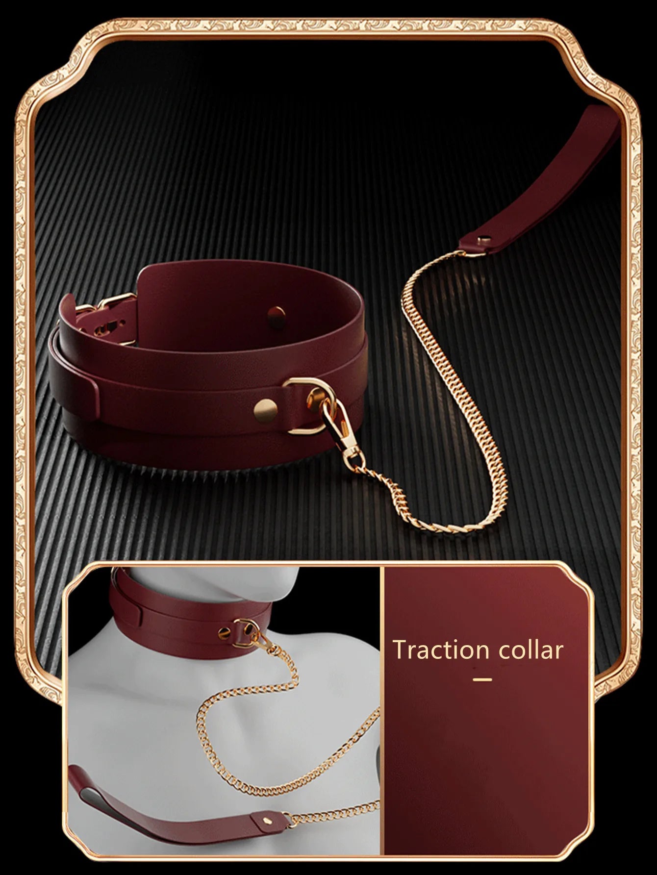 Sexy BDSM Leather Plush Bundle Set, Exotic Sex Toy, Gear Collar, Hip, Oral Erotic Bundle, Eye Mask, Whipping Nipple Clip