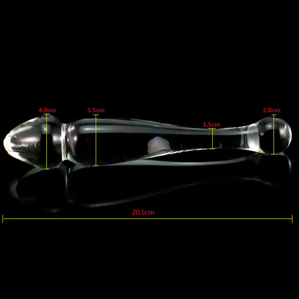 205MM Curved Glass Dildo Bead Glass Butt Plug Due Wand Sex Toy Explore Ass Play Women Man Stimulate Orgasmic Lesbian BackDoor
