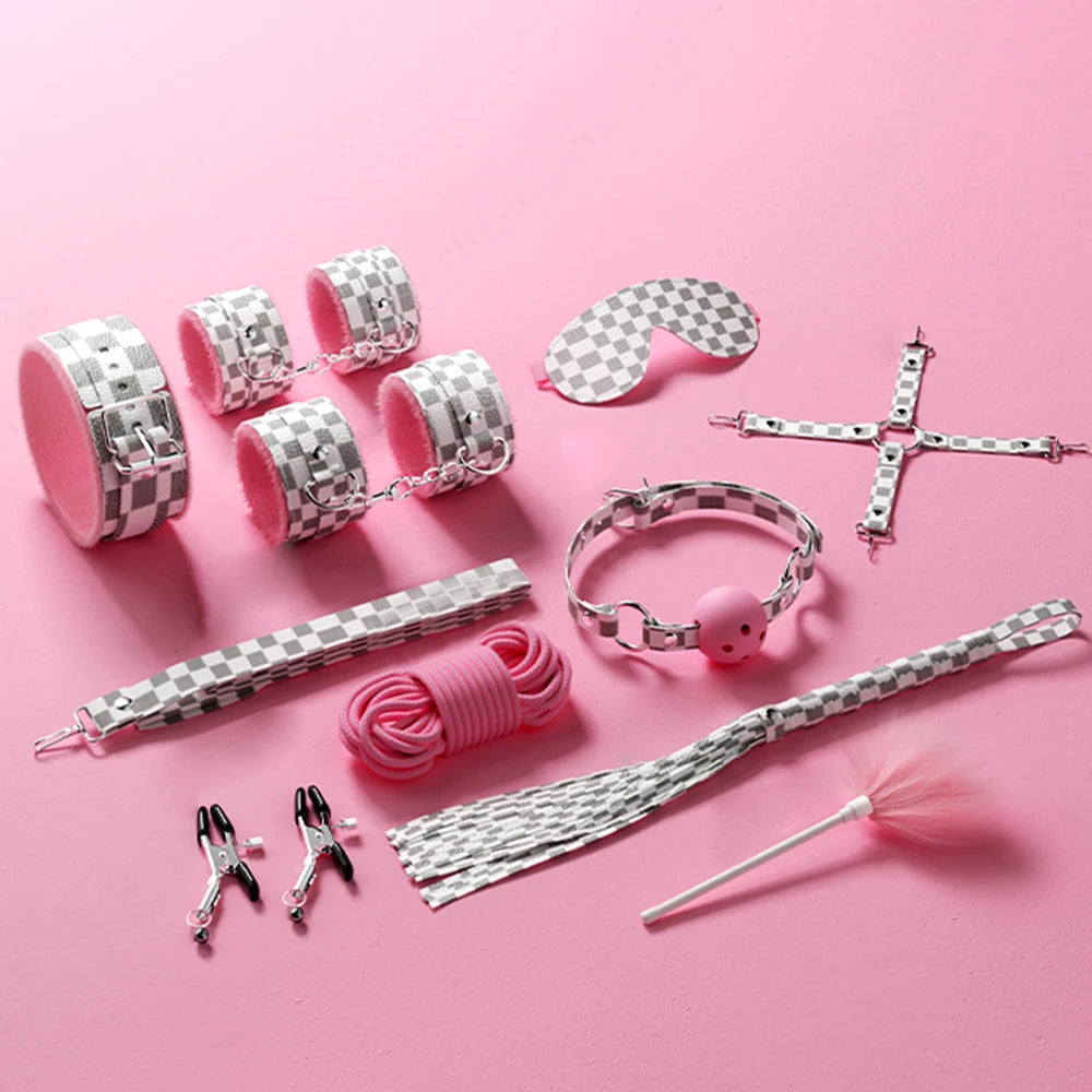 Bondage Toys BDSM Sex Restrsaints Erotic Adults Toys Handcuffs Ankle Cuffs Collar Sex Toy Adults Games Sex Leather Ferminino Kit
