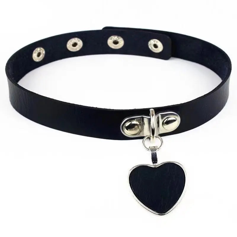 CKQU BDSM Leather Adjustable Neck Collar with Metal Chain & Bell for Adult Bondage Roleplay Luminous Safe Control Hot Sale