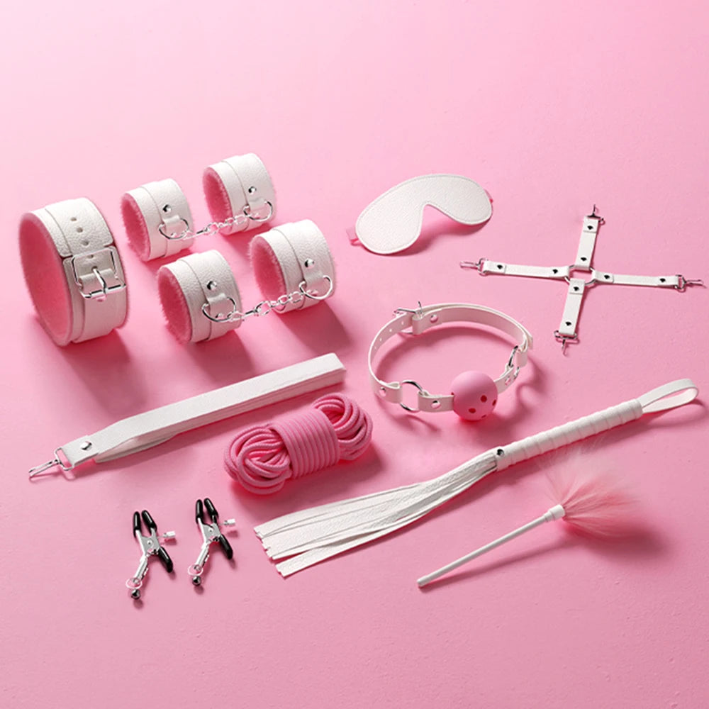 Bondage Toys BDSM Sex Restrsaints Erotic Adults Toys Handcuffs Ankle Cuffs Collar Sex Toy Adults Games Sex Leather Ferminino Kit