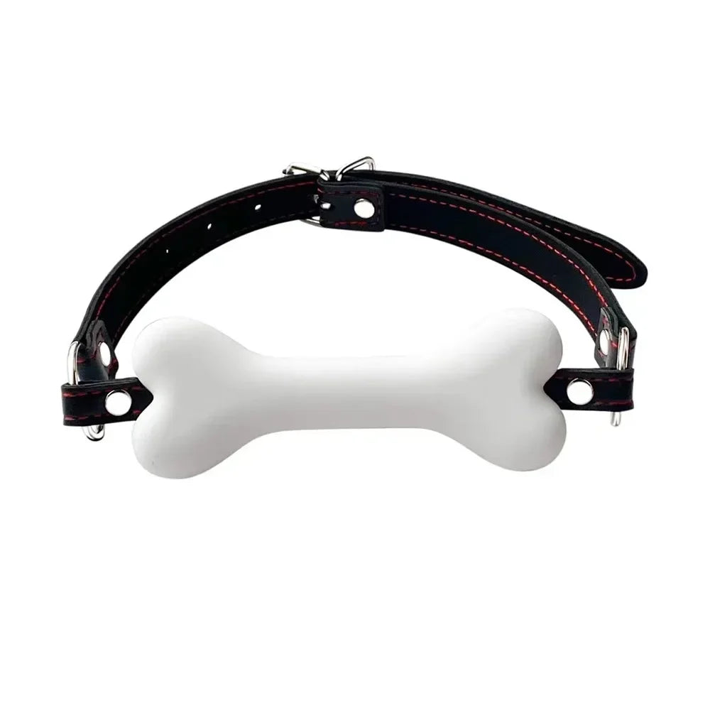 BDSM Bondage Slave Flirting Restraint Erotic PU Leather Lips Ring Open Mouth Gag Silicone Ball Sex Toy for Couples Adult Games