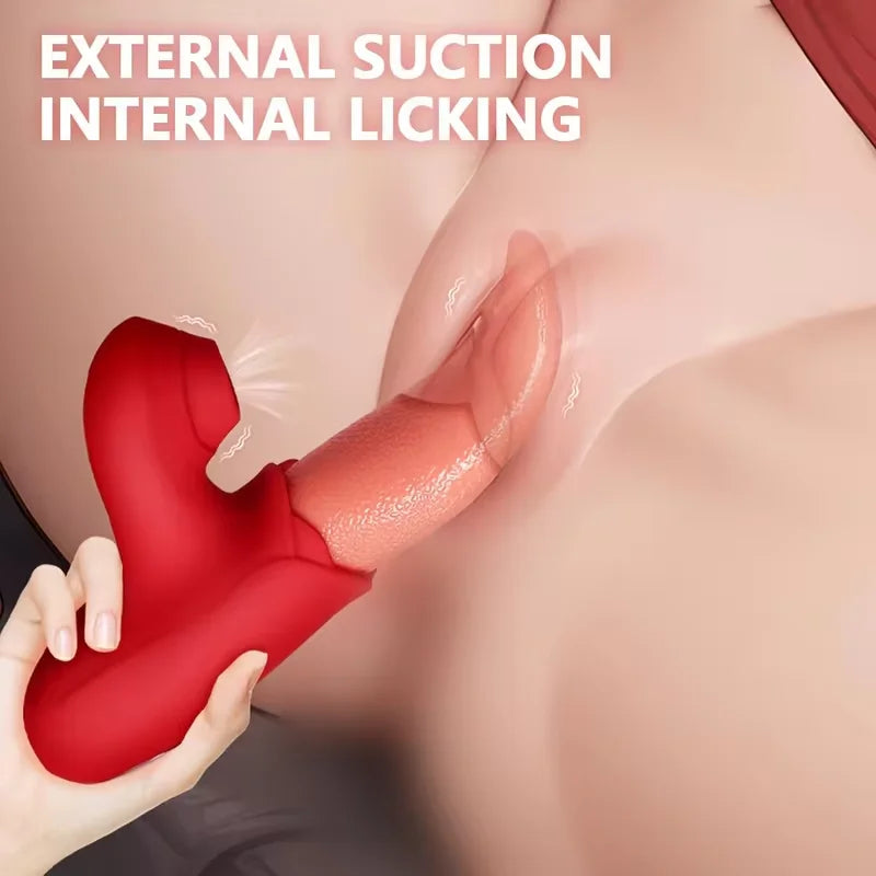 Sucking Rose Vibrator with Tongue Licking for Women Clitoral Stimulation Nipples Stimulator Female Adult Goods Sex Toys