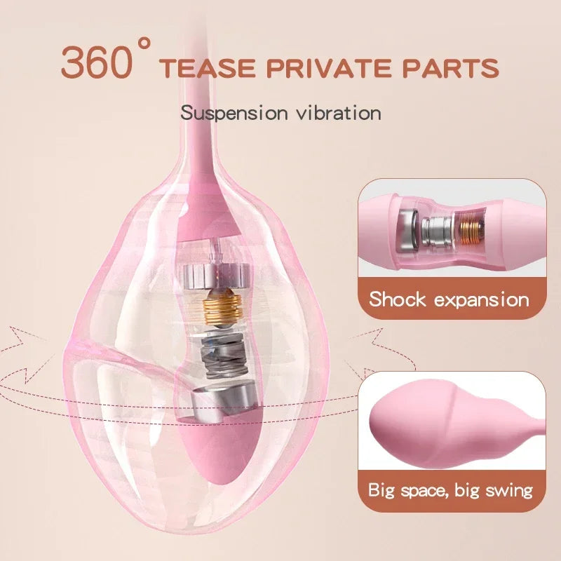 Inflatable Big Vibrating Egg with Remote Control G-Spot Stimulator Plug Anal Soft Silicone Connected Vibrator for Couple Woman