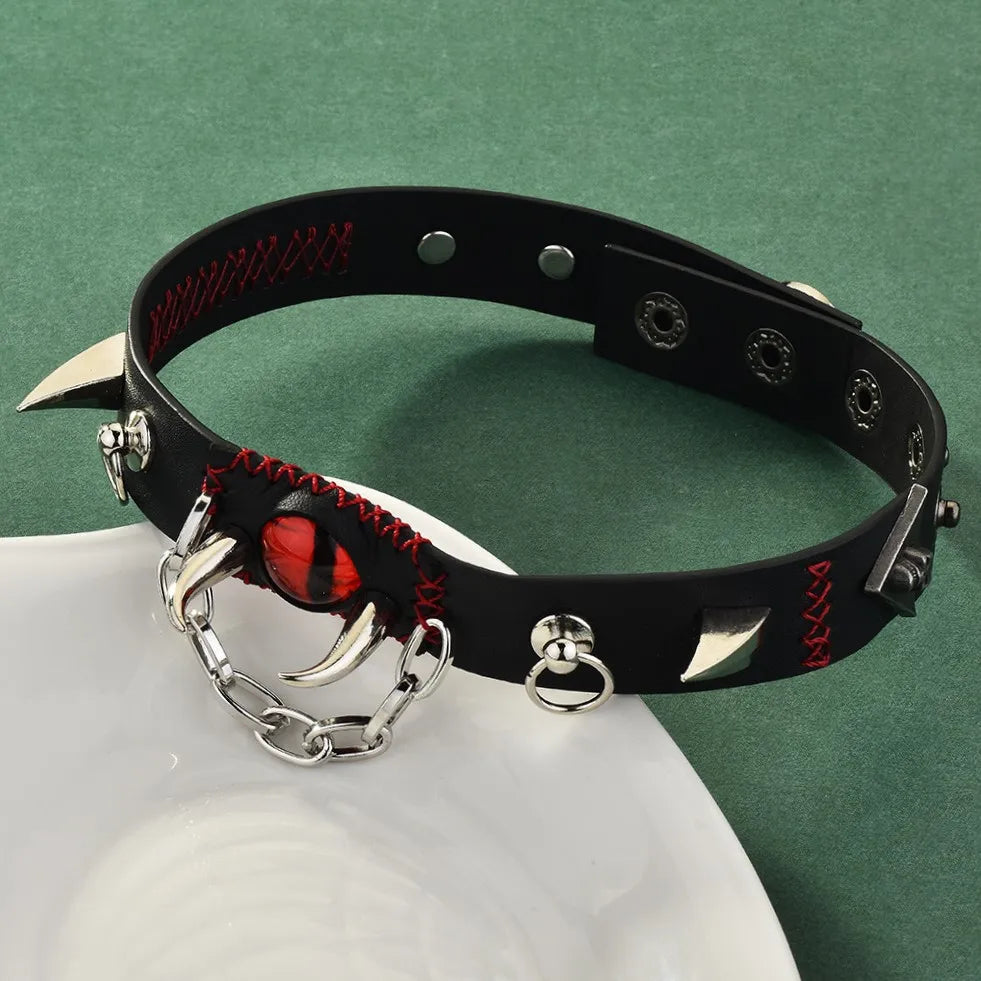 CKQU BDSM Leather Adjustable Neck Collar with Metal Chain & Bell for Adult Bondage Roleplay Luminous Safe Control Hot Sale