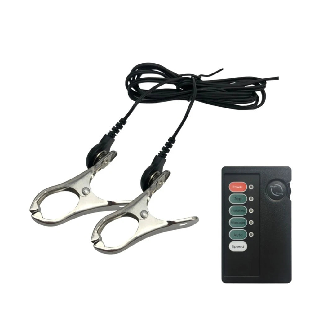 Electric Shock Nipple Clamps Breast Massager Stimulator BDSM Toys Bondage Clitoris Labia Clamp Slave Sex Toys Women Adult Games