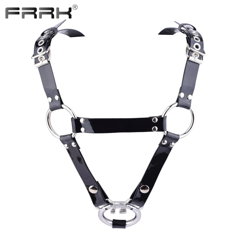 Adjustable PU Belt Harness with Metal Rings for Chastity Cage - BDSM Bondage Gear
