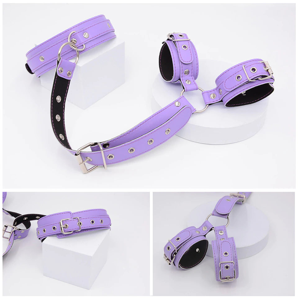 Bondage BDSM Kit Adult Handcuffs and neck Cuff.