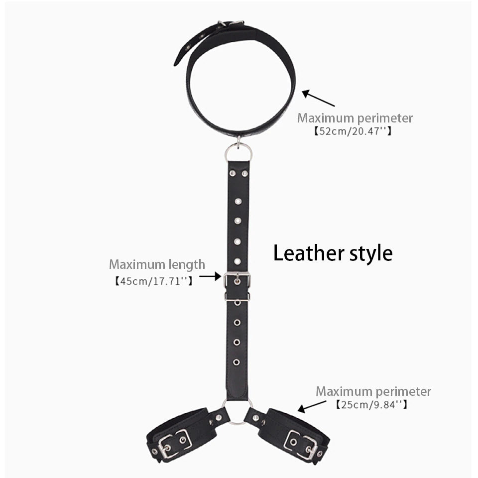 Bondage BDSM Kit Adult Handcuffs and neck Cuff.