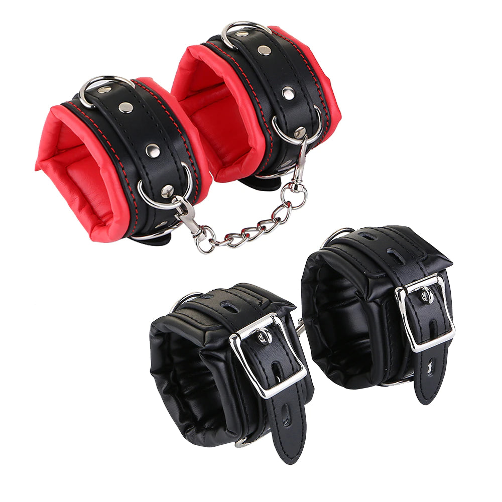 BDSM Bondage Stainless Steel Handcuffs Ankle Cuffs.