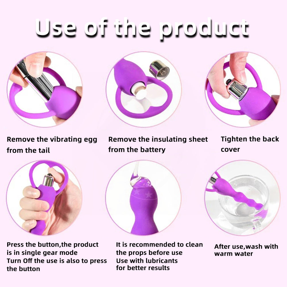 Vibrating Anal Plug with Prostate Massage Beads - Soft Silicone Butt Plug for Couples