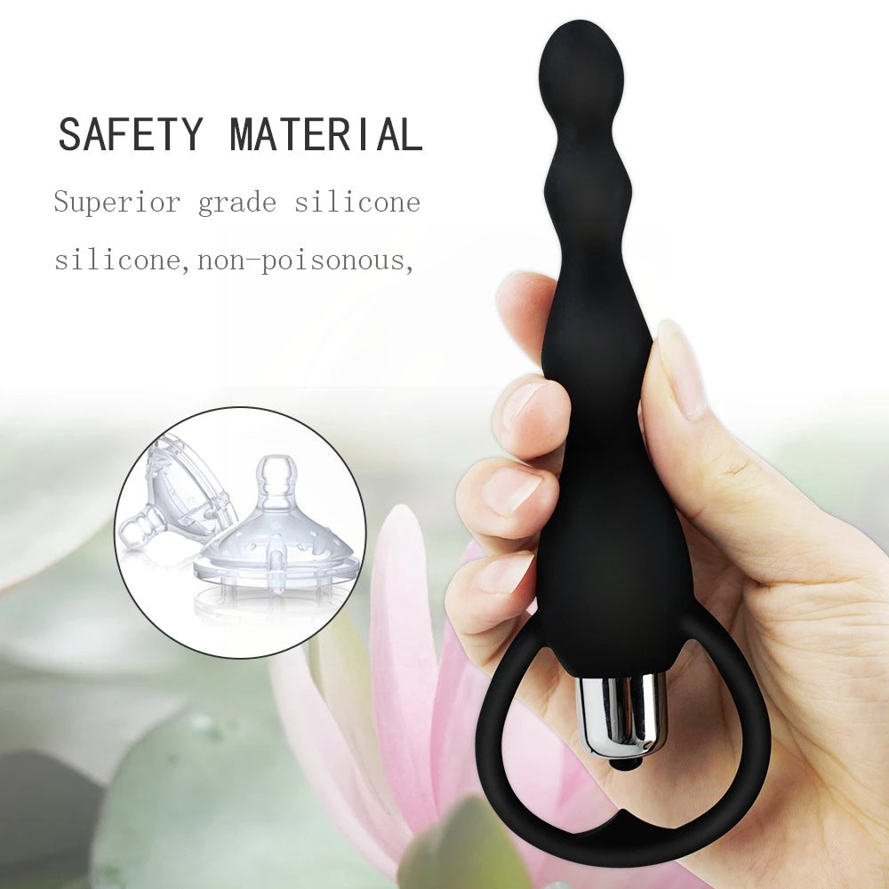 Vibrating Anal Plug with Prostate Massage Beads - Soft Silicone Butt Plug for Couples