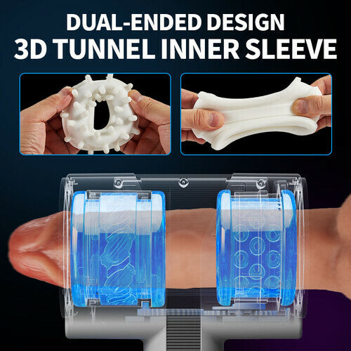 Dual-ended 7 Vibration 5 Rotation & Expansion Handheld Blowjob Masturbator