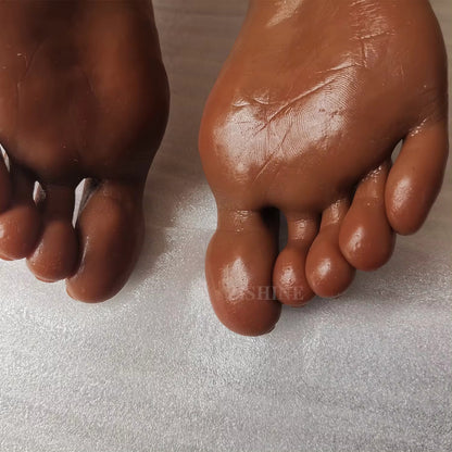 Simulation Silicone Foot Brown skin TPE Nail Art Props