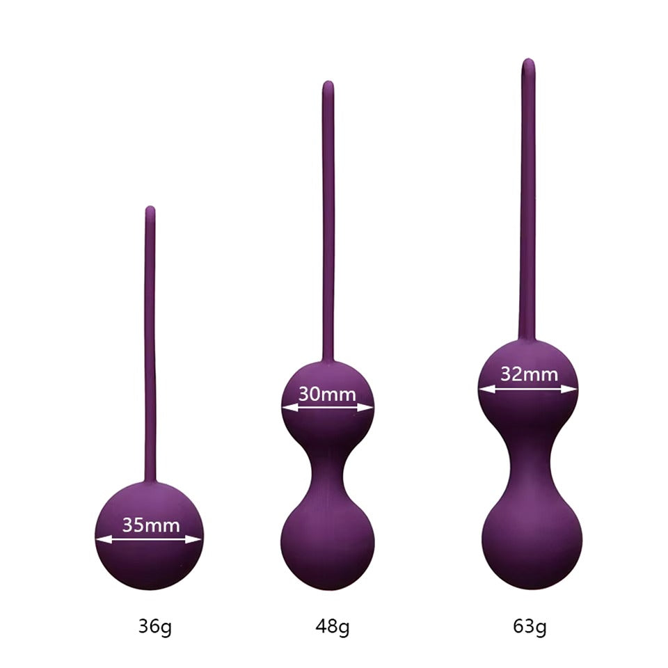 3PCS Silicone Kegel Balls - Ben Wa Vagina Muscle Trainer for Women - S, M, L Sizes - Smart Kegel Exercise Balls