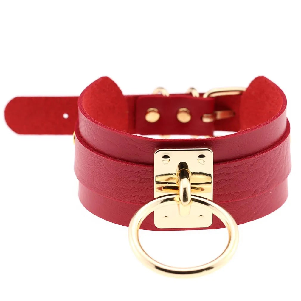 Exotic Accessories of Red Leather Half Face Fetish Cat Eye Mask with Ears for Couples Flirt Sex Toys Sexy Punk Collar Costumes