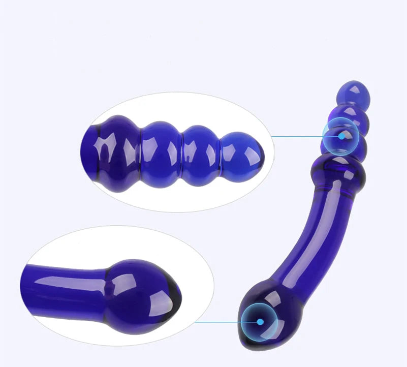Ribbed G-Spot Sensual Glass Dildo Anal Beads Toys EROTIC Crystal Butt Plug Prostate Massage Masturbation Sex toys for Women men