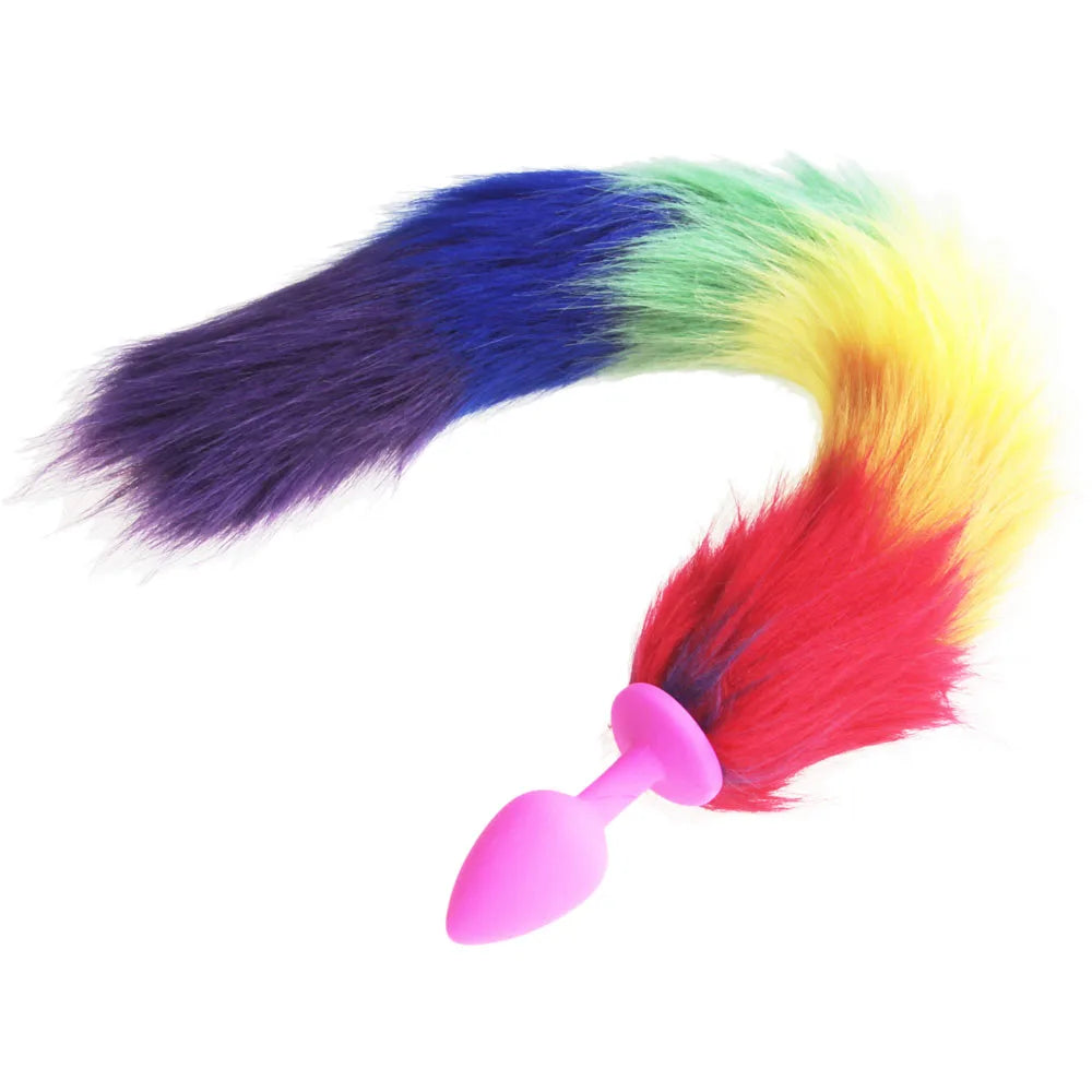 Rainbow Fox/Dog Tail silicone Furry Anal Plug Sexy Toys Butt Plug BDSM LGBT Anus For Women WILD Cat Tail Adult Toy rule play