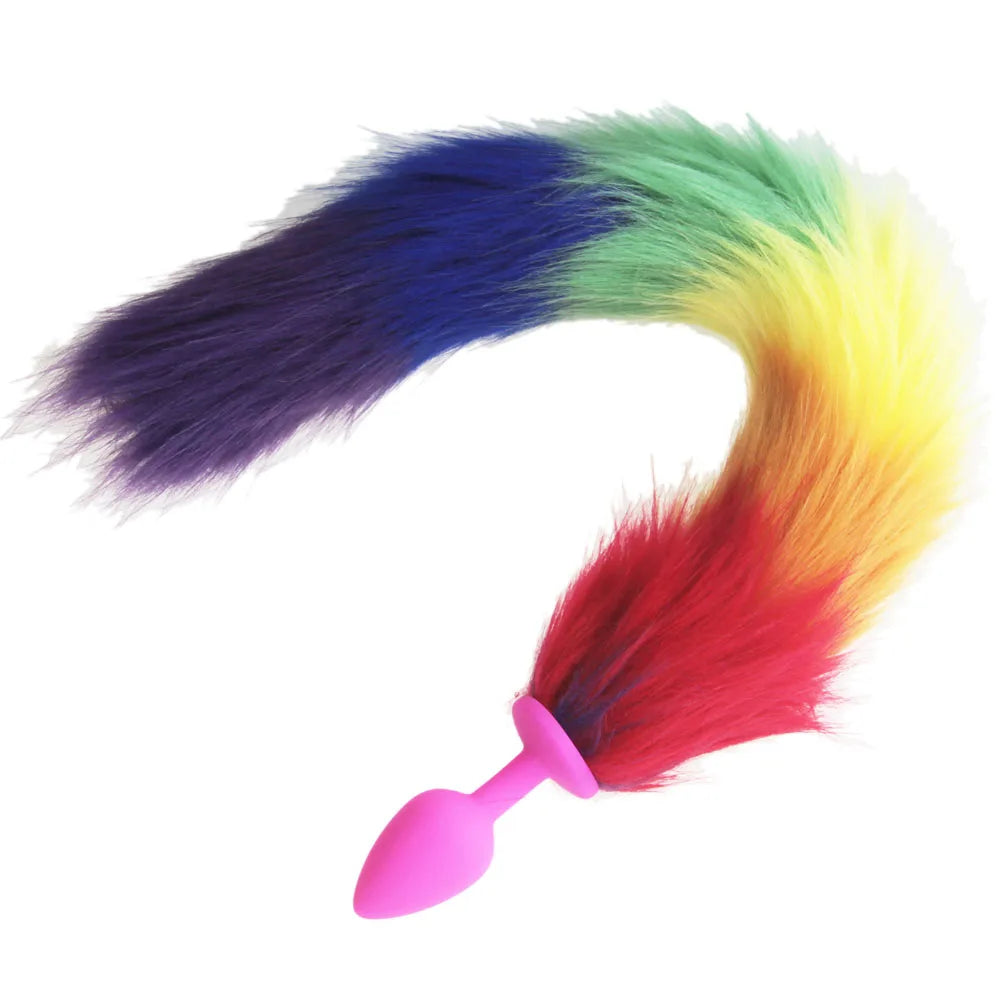 Rainbow Fox/Dog Tail silicone Furry Anal Plug Sexy Toys Butt Plug BDSM LGBT Anus For Women WILD Cat Tail Adult Toy rule play