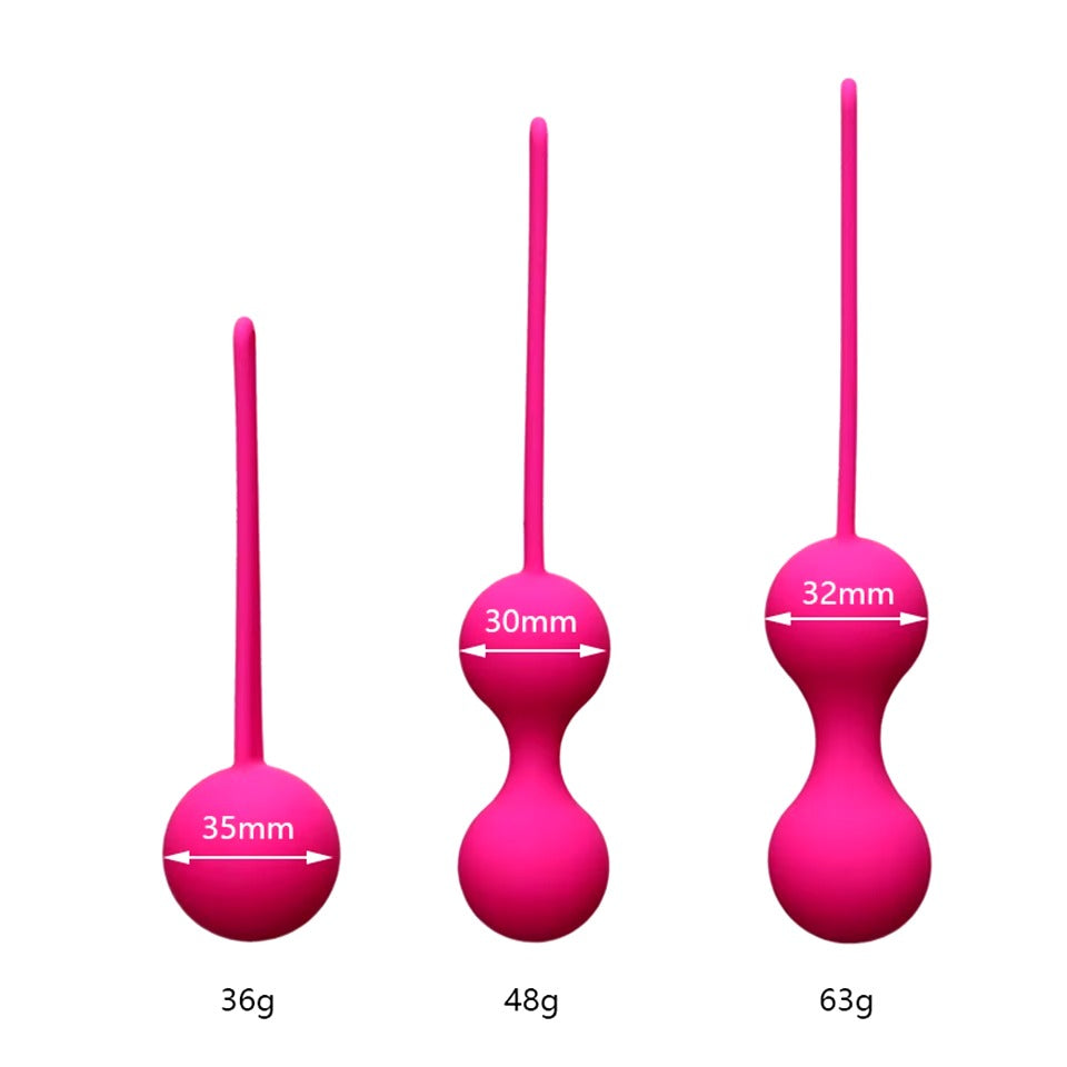 3PCS Silicone Kegel Balls - Ben Wa Vagina Muscle Trainer for Women - S, M, L Sizes - Smart Kegel Exercise Balls