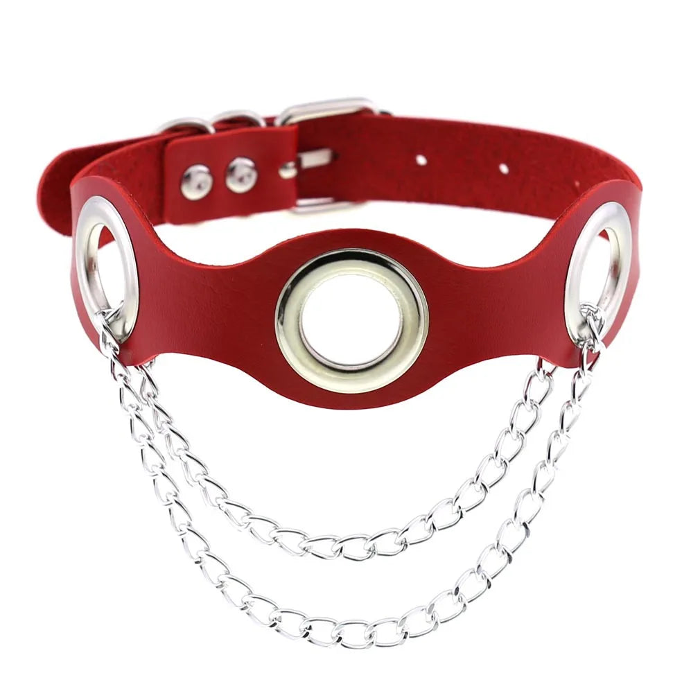 Exotic Accessories of Red Leather Half Face Fetish Cat Eye Mask with Ears for Couples Flirt Sex Toys Sexy Punk Collar Costumes