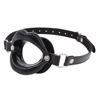 BDSM Bondage Slave Flirting Restraint Erotic PU Leather Lips Ring Open Mouth Gag Silicone Ball Sex Toy for Couples Adult Games