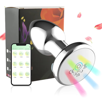 Vibrating Remote Heart-Shaped App Control Man and Woman Metal Anal Plug Adult Luminous Electric Anal Dildo Couple Intimate Toys