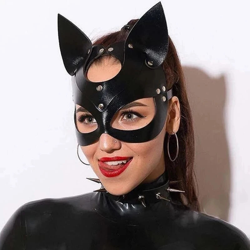 Women Exotic Leather Mask Half Face Cat Fox Sexy Cosplay Masks Adult BDSM Sex Games Toy Goth Punk Party Bar Costume Accessories