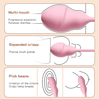 Inflatable Big Vibrating Egg with Remote Control G-Spot Stimulator Plug Anal Soft Silicone Connected Vibrator for Couple Woman