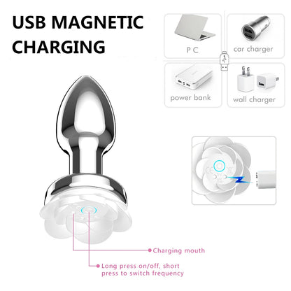 Vibrating Remote Heart-Shaped App Control Man and Woman Metal Anal Plug Adult Luminous Electric Anal Dildo Couple Intimate Toys
