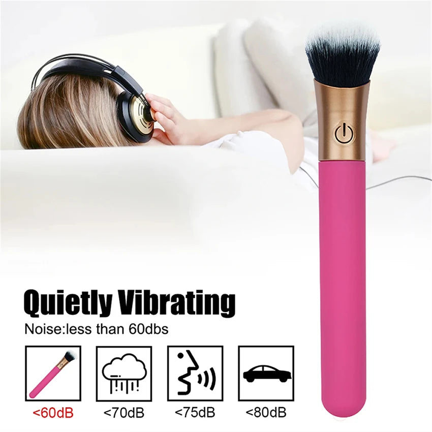 Vibrators Makeup Brush Massagers Strong Shock 10 Modes Vibration Nipple Clitoral Masturbation Stimulator AV Magic Dildo Wand 18+