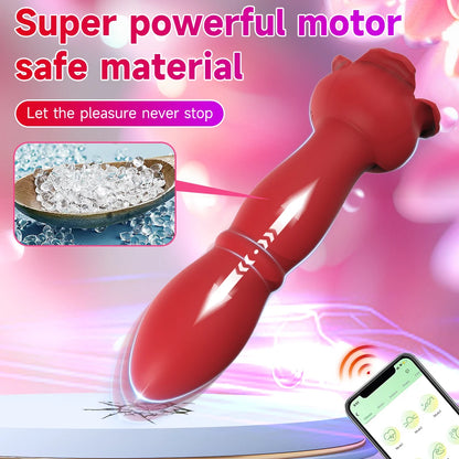 Thrusting Dildo App Remote Control Anal Plug Vibrator Male Prostate Massager 9 Modes Rose Anal Toy Butt Plug Sex Toys for Men
