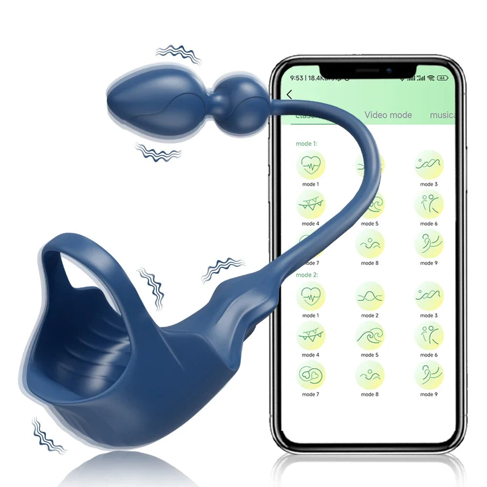 APP Control Vibrating Butt Plug for Men Prostate Massager Anal Vibrator Cock Ring Perineum Scrotum Massager Sex Toy for Couples