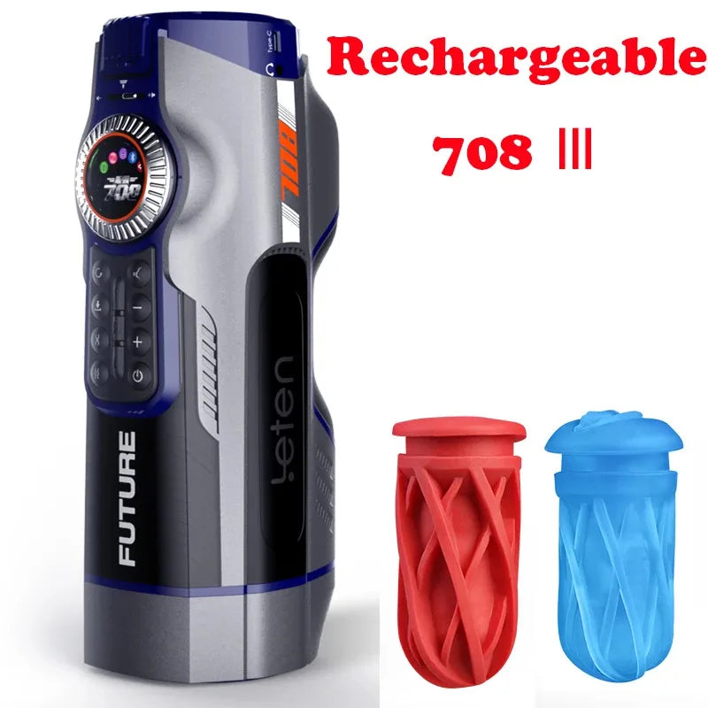 Leten Recharged 708 Male Masturbator Automatic Heated Sucking Machine Telescopic Vagina Pussy Masturbation Cup 18 Men Sex Toys