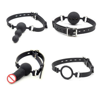 3 Sizes Soft Safety Silicone Open Mouth Gag Ball Bdsm Bondage Slave Ball Gag Erotic Sex Toys For Woman Couples Adult Sex Games