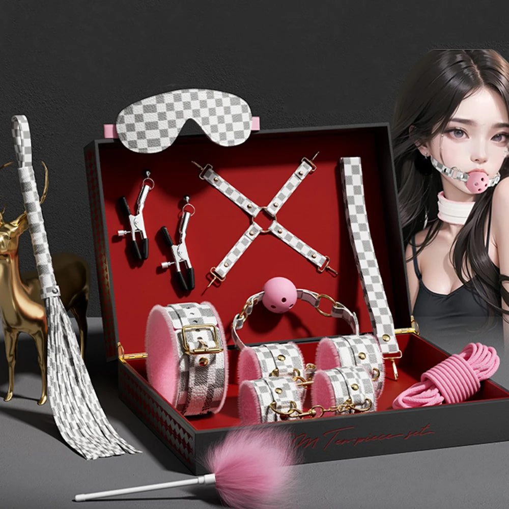 Bondage Toys BDSM Sex Restrsaints Erotic Adults Toys Handcuffs Ankle Cuffs Collar Sex Toy Adults Games Sex Leather Ferminino Kit