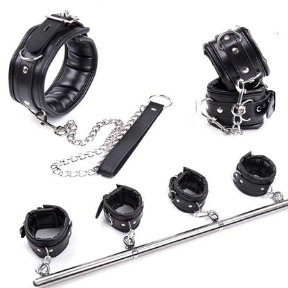 Stainless Steel Adjustable Open Leg Bar Handcuffs Ankle Cuffs Lockable Bondage Set Sex Slave Restraints Dog Collar Sex Toys BDSM