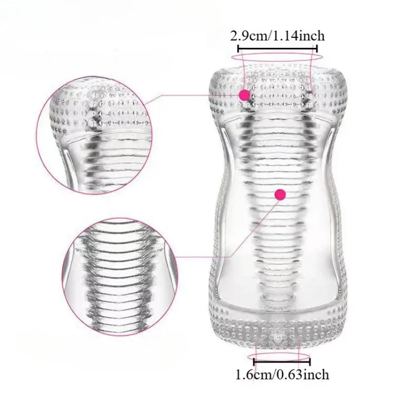 Male Masturbator Transparent Jelly Artificial Vaginal Real Pussy for Men Penis Exerciser Cock Enlarger Suck Sex Toys Erotic 18+